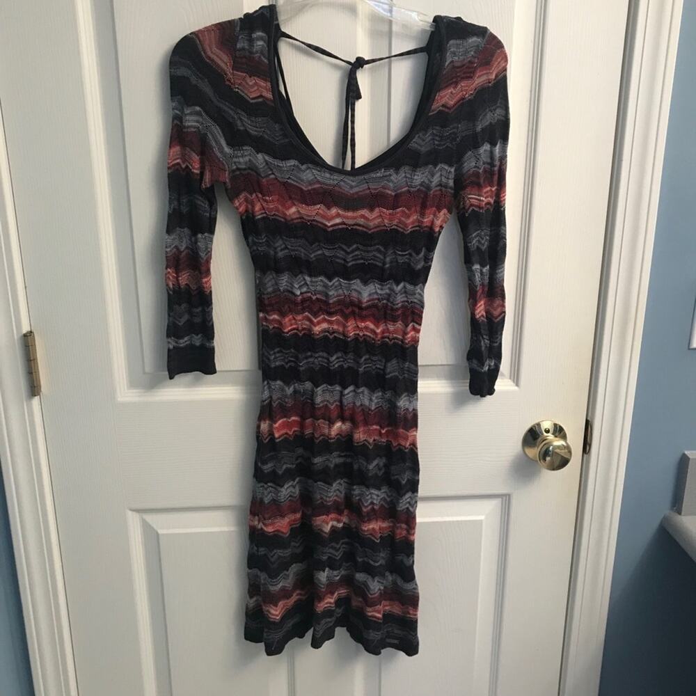 Guess knit pink chevron striped dress XS